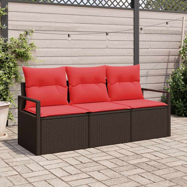 Vidaxl tuinbankenset 3 st bruin en rood poly rattan