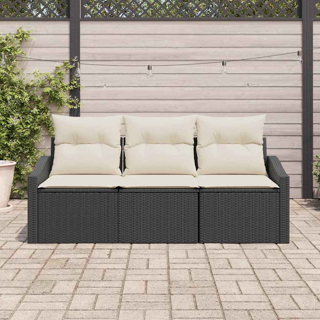 Vidaxl tuinbankenset 3 st zwart en wit poly rattan
