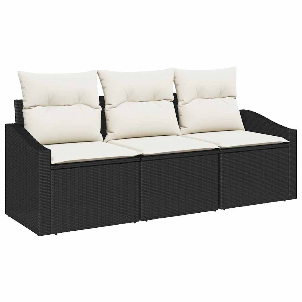 Vidaxl tuinbankenset 3 st zwart en wit poly rattan