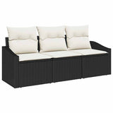 Vidaxl tuinbankenset 3 st zwart en wit poly rattan