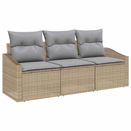 Vidaxl tuinbankenset 3 st beige en licht grijs poly rattan
