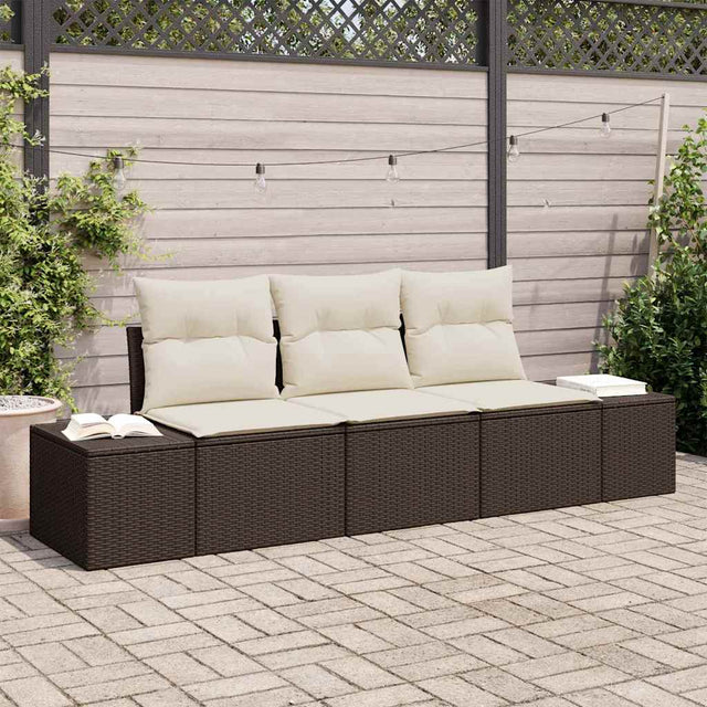 Vidaxl tuinbankenset 3 st bruin en crème poly rattan