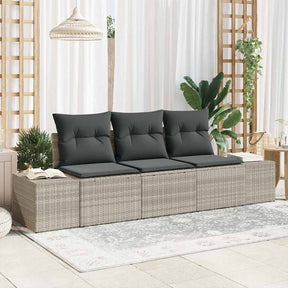Vidaxl tuinbankenset 3 st lichtgrijs poly rattan