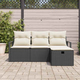 Vidaxl bankstel 4 st 4-aantal zitplaatsen zwart en crème poly rattan