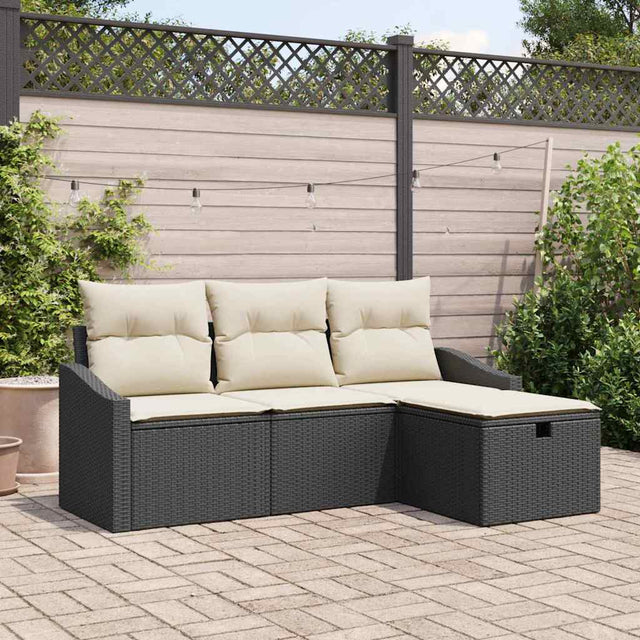 Vidaxl bankstel 4 st zwart poly rattan