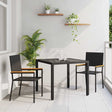 Vidaxl tuin eettafelset 3 st zwart poly rattan