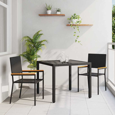 Vidaxl tuin eettafelset 3 st zwart poly rattan