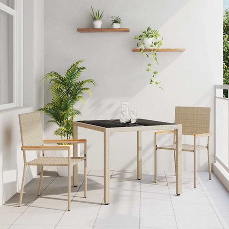 Vidaxl tuin eettafelset 3 st beige poly rattan