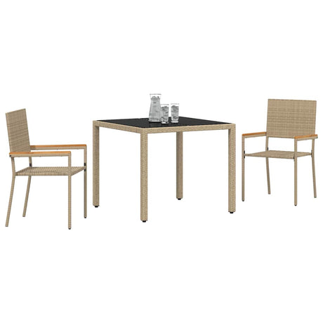 Vidaxl tuin eettafelset 3 st beige poly rattan