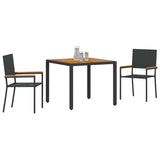 Vidaxl tuin eettafelset 3 st zwart poly rattan