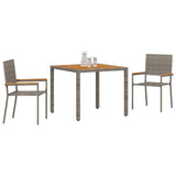 Vidaxl tuin eettafelset 3 st grijs poly rattan
