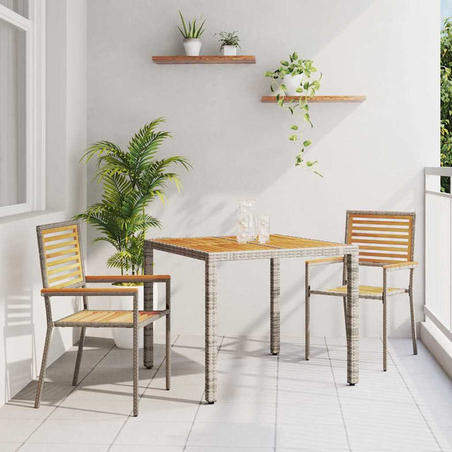 Vidaxl tuin eettafelset 3 st grijs en bruin poly rattan