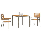Vidaxl tuin eettafelset 3 st grijs en bruin poly rattan