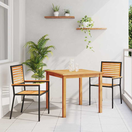 Vidaxl tuin eettafelset 3 st zwart massief acaciahout