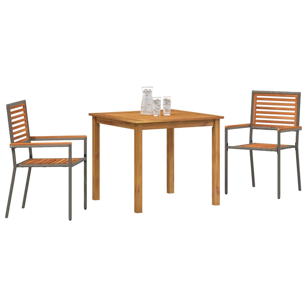 Vidaxl tuin eettafelset 3 st grijs massief acaciahout