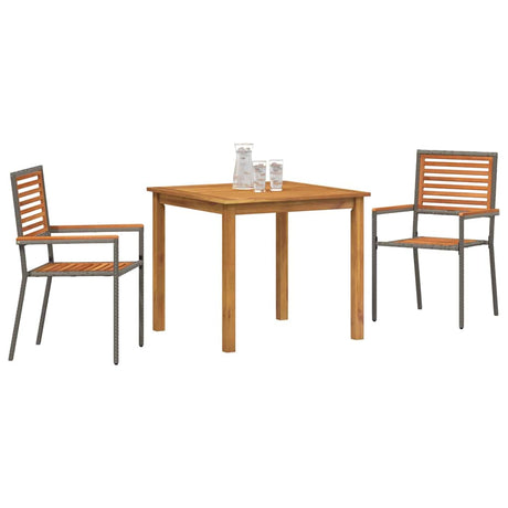 Vidaxl tuin eettafelset 3 st grijs massief acaciahout