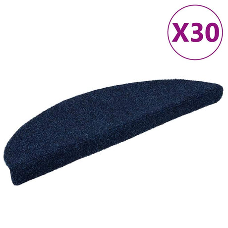 Vidaxl trapmatten zelfklevend 30 stuks 56x17x3 cm marineblauw halfrond
