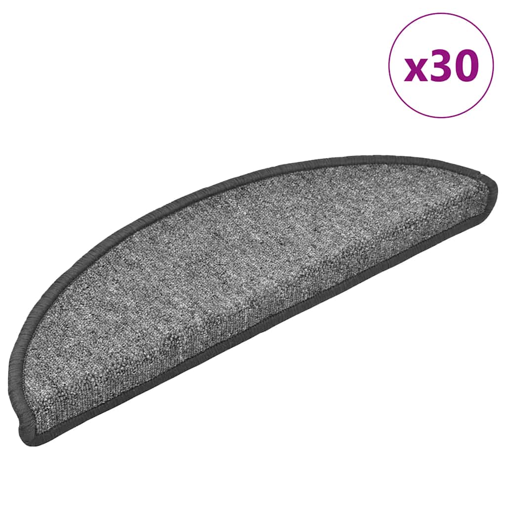 Vidaxl trapmatten 30 st 56x17x3 cm donkergrijs halfrond