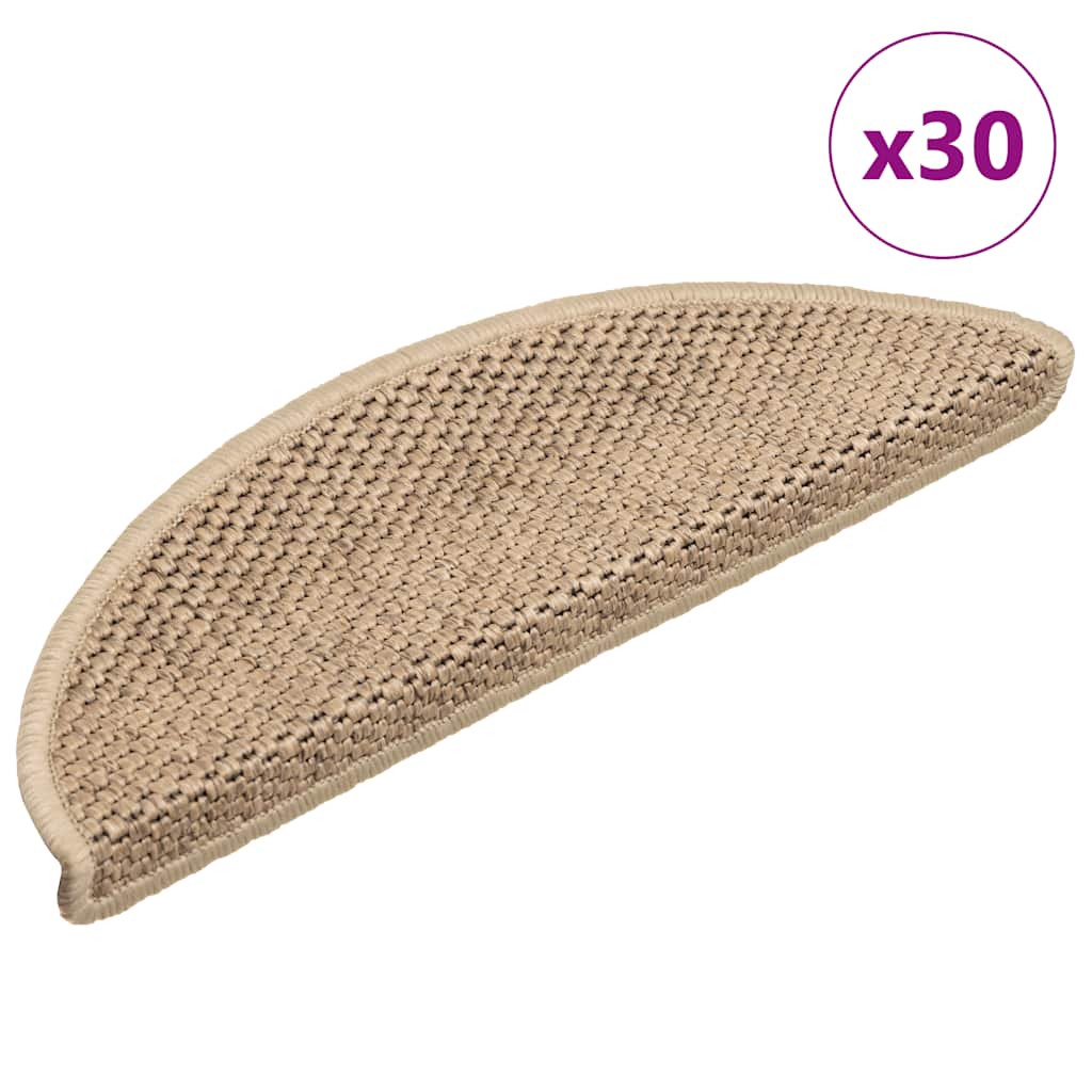 Vidaxl trapmatten zelfklevend sisal-look 30 st 56x17x3 cm zand