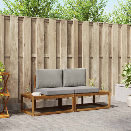 Vidaxl buiten bankenset 2 st naturel massief acaciahout en polyester