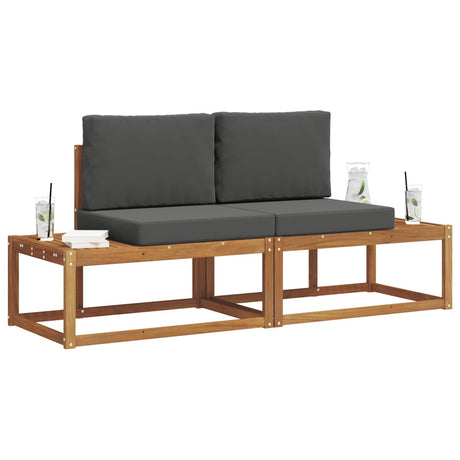 Vidaxl buiten bankenset 2 st naturel massief acaciahout en polyester