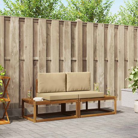 Vidaxl buiten bankenset 2 st naturel massief acaciahout en polyester