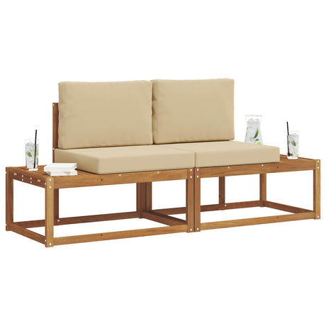 Vidaxl buiten bankenset 2 st naturel massief acaciahout en polyester