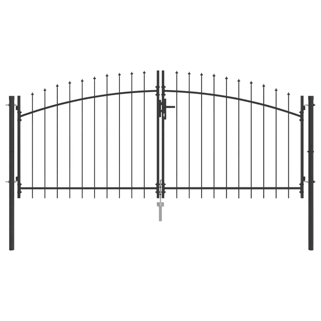 Vidaxl dubbele poort met slot grijs 299,5 x 174,5 cm staal