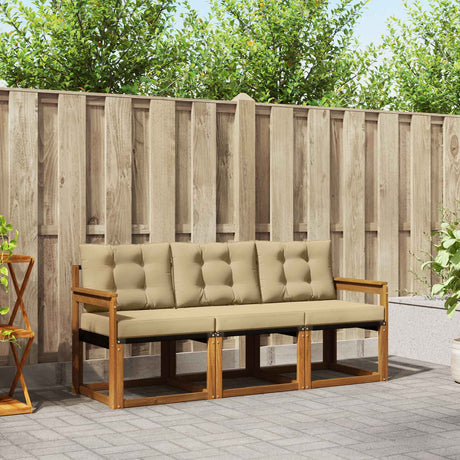 Vidaxl buiten bankenset 3 st natuurlijk en beige