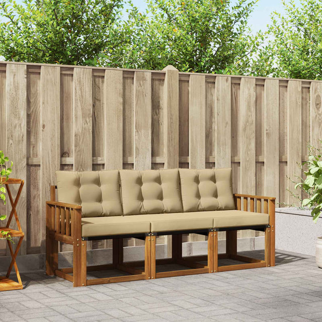 Vidaxl buiten bankenset 3 st natuurlijk en beige