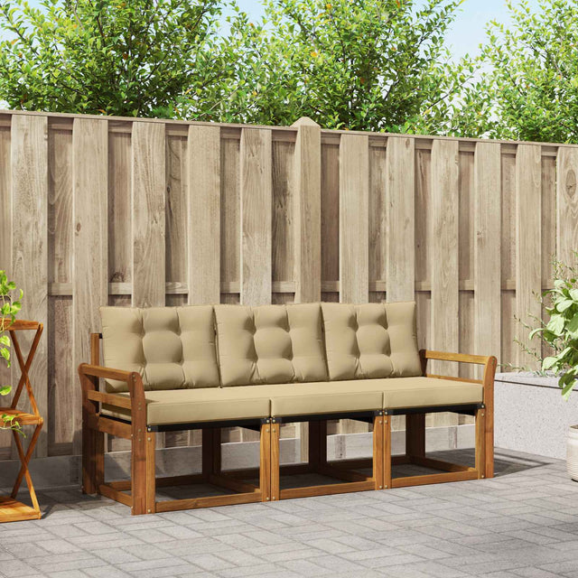 Vidaxl buiten bankenset 3 st natuurlijk en beige