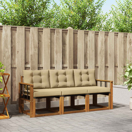 Vidaxl buiten bankenset 3 st natuurlijk en beige