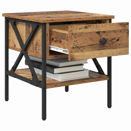 Vidaxl nachtkastje oud hout 40 x 42 x 45 cm gelaagd hout en metaal