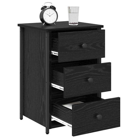 Vidaxl nachtkastje zwart eiken 40 x 36 x 60 cm massief gerecycled hout