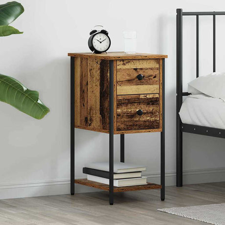 Vidaxl nachtkastje oud hout 32 x 42 x 70 cm bewerkt hout