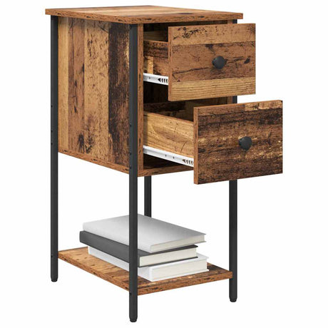 Vidaxl nachtkastje oud hout 32 x 42 x 70 cm bewerkt hout