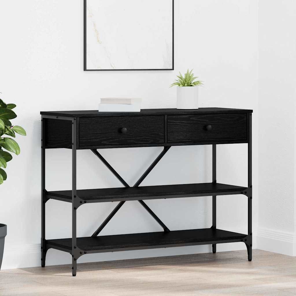 Vidaxl wandtafel met lade zwart eiken 100 x 34,5 x 75 cm hout