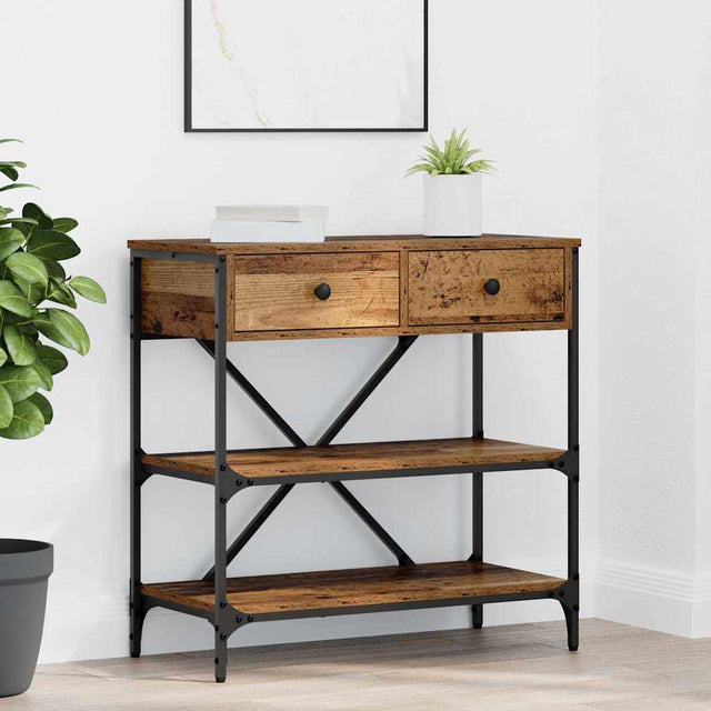 Vidaxl wandtafel met lade met plank bruin 75 x 34,5 x 75 cm hout