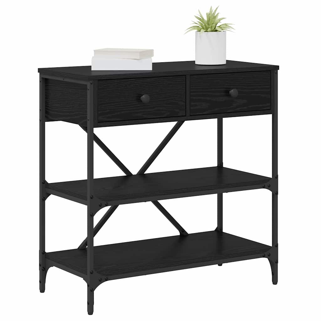 Vidaxl wandtafel met lade met plank zwart eiken 75 x 34,5 x 75 cm hout
