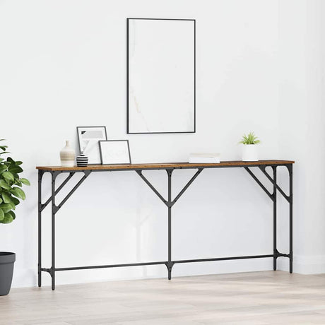 Vidaxl wandtafel oud hout 180 x 23 x 75 cm gelaagd hout en metaal
