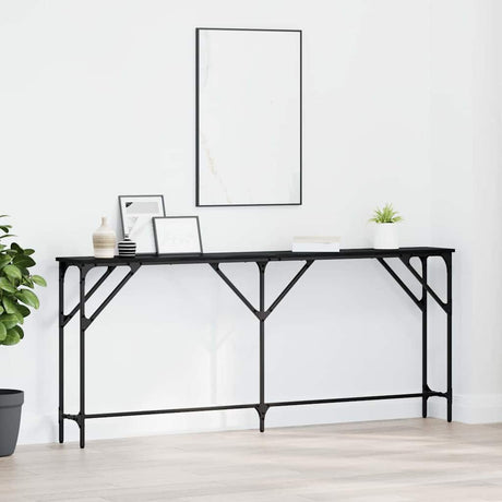 Vidaxl wandtafel zwart eiken 180 x 23 x 75 cm gelaagd hout en metaal