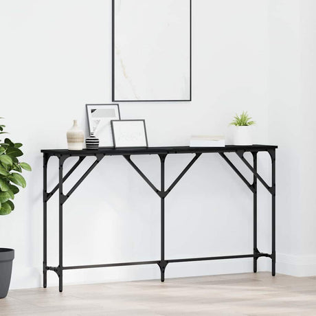 Vidaxl wandtafel zwart eiken 140 x 23 x 75 cm gelaagd hout en metaal