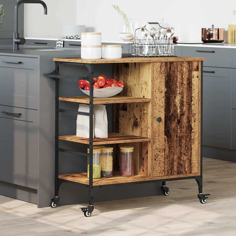 Vidaxl keuken trolley oudhout 87.5 x 39 x 84.5 cm bewerkt hout