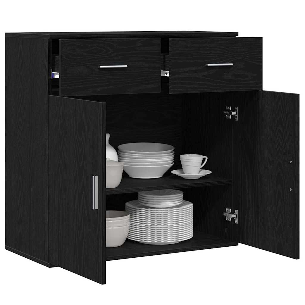 Vidaxl dressoir zwart eiken 78 x 38 x 80 cm bewerkt hout