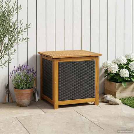 Vidaxl tuinopslagdoos 88 l massief acaciahout 60 x 50 x 56 cm zwart