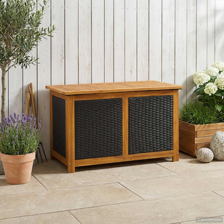 Vidaxl tuinopslagdoos 141 l massief acaciahout 90 x 50 x 56 cm zwart