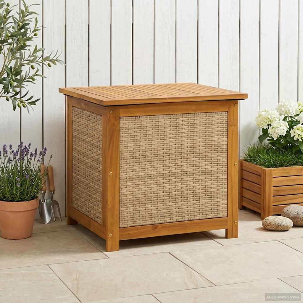 Vidaxl tuinopslagdoos 88 l massief acaciahout 60 x 50 x 56 cm beige