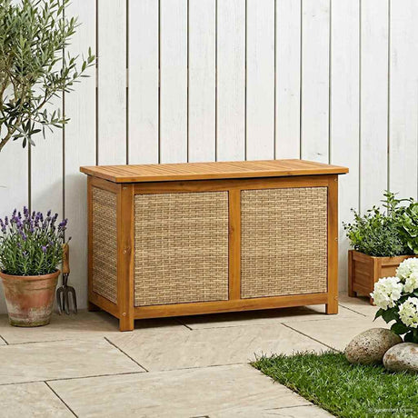 Vidaxl tuinopslagdoos 141 l massief acaciahout 90 x 50 x 56 cm beige