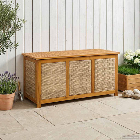 Vidaxl tuinopslagdoos 185 l massief acaciahout 113 x 50 x 56 cm beige