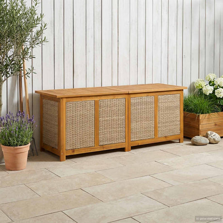 Vidaxl tuinopslagdoos 185 l massief acaciahout 150 x 50 x 56 cm beige